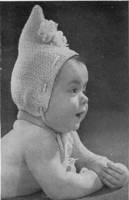 vintage baby pixie hat in crochet 1950s
